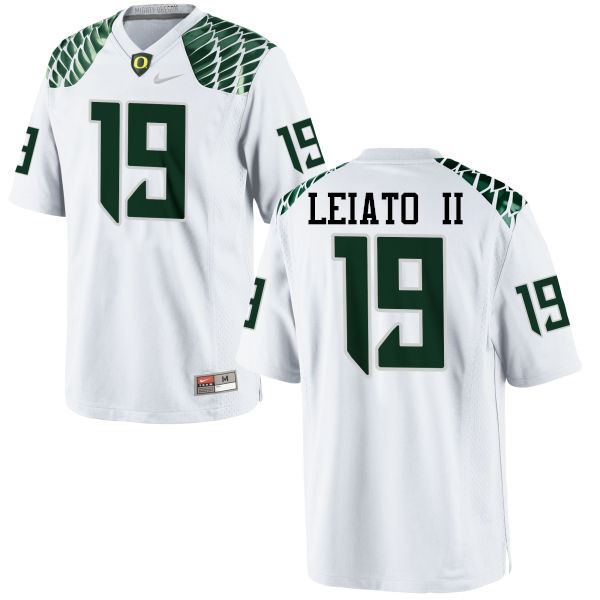 Men #19 Fotu T. Leiato II Oregon Ducks College Football Jerseys-White - Click Image to Close